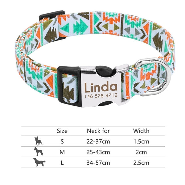 Nylon Custom Engraved Dog Collar w/ Reflective Nameplate - Polly's Pet Products