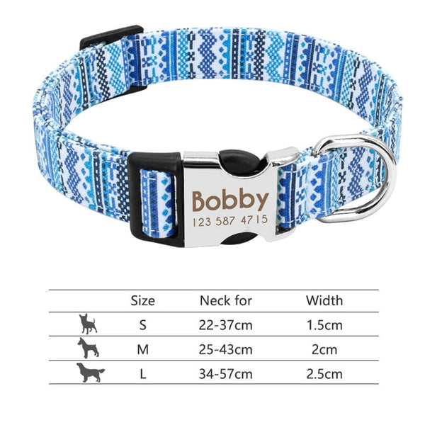 Nylon Custom Engraved Dog Collar w/ Reflective Nameplate - Polly's Pet Products