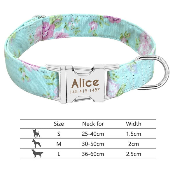 Nylon Custom Engraved Dog Collar w/ Reflective Nameplate - Polly's Pet Products