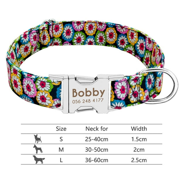 Nylon Custom Engraved Dog Collar w/ Reflective Nameplate - Polly's Pet Products