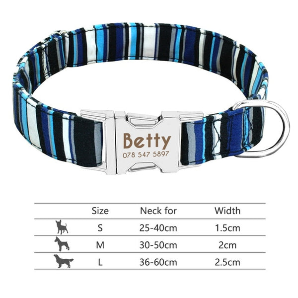 Nylon Custom Engraved Dog Collar w/ Reflective Nameplate - Polly's Pet Products