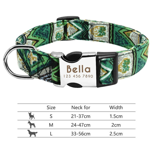 Nylon Custom Engraved Dog Collar w/ Reflective Nameplate - Polly's Pet Products