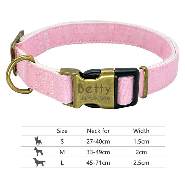 Nylon Custom Engraved Dog Collar w/ Reflective Nameplate - Polly's Pet Products